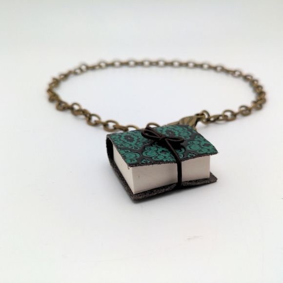 Artisan, 381MidaLane Jewelry - 381MIDALANE Unique Leather Mini Book Necklace